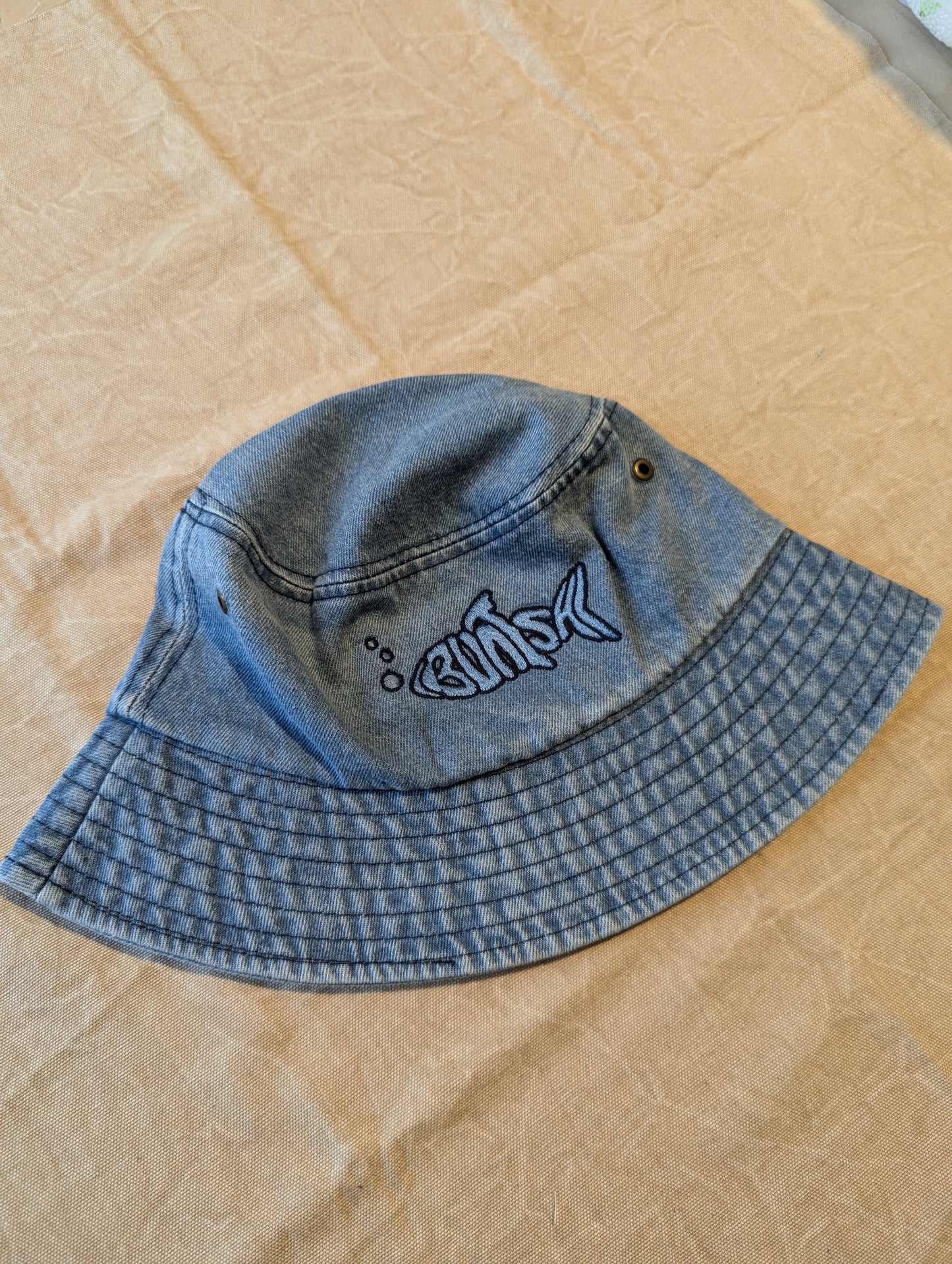 Buntsh-Fish logo, Blue-Jean, Bucket hat