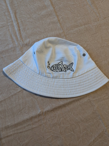 Buntsh-Fish logo, Ivory-White, Bucket hat