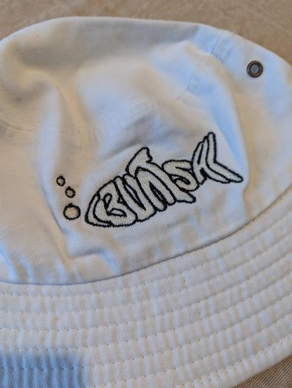 Buntsh-Fish logo, Ivory-White, Bucket hat