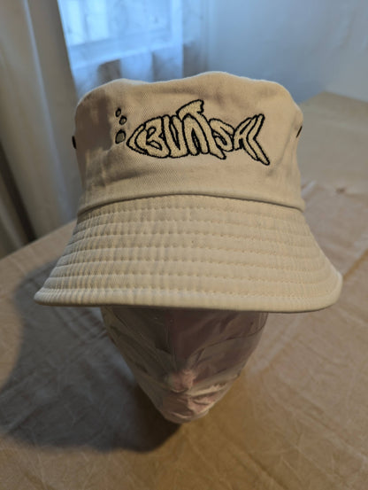 Buntsh-Fish logo, Ivory-White, Bucket hat