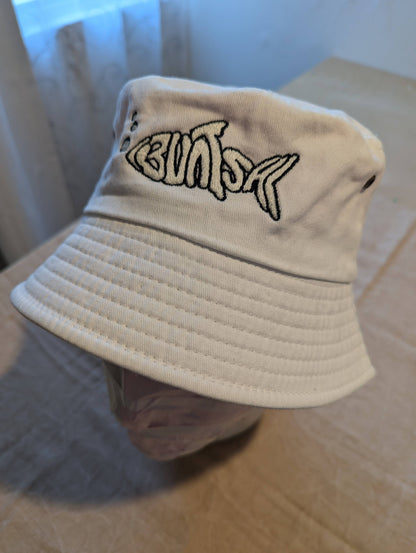 Buntsh-Fish logo, Ivory-White, Bucket hat