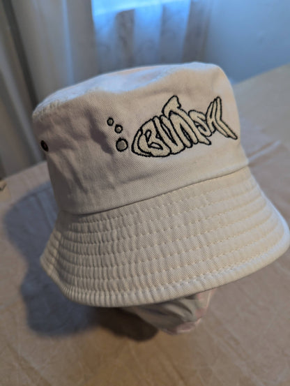 Buntsh-Fish logo, Ivory-White, Bucket hat