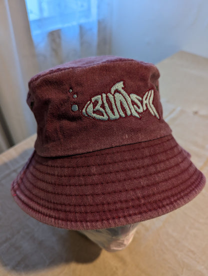 Buntsh-Fish logo, Red-Wash, Bucket hat