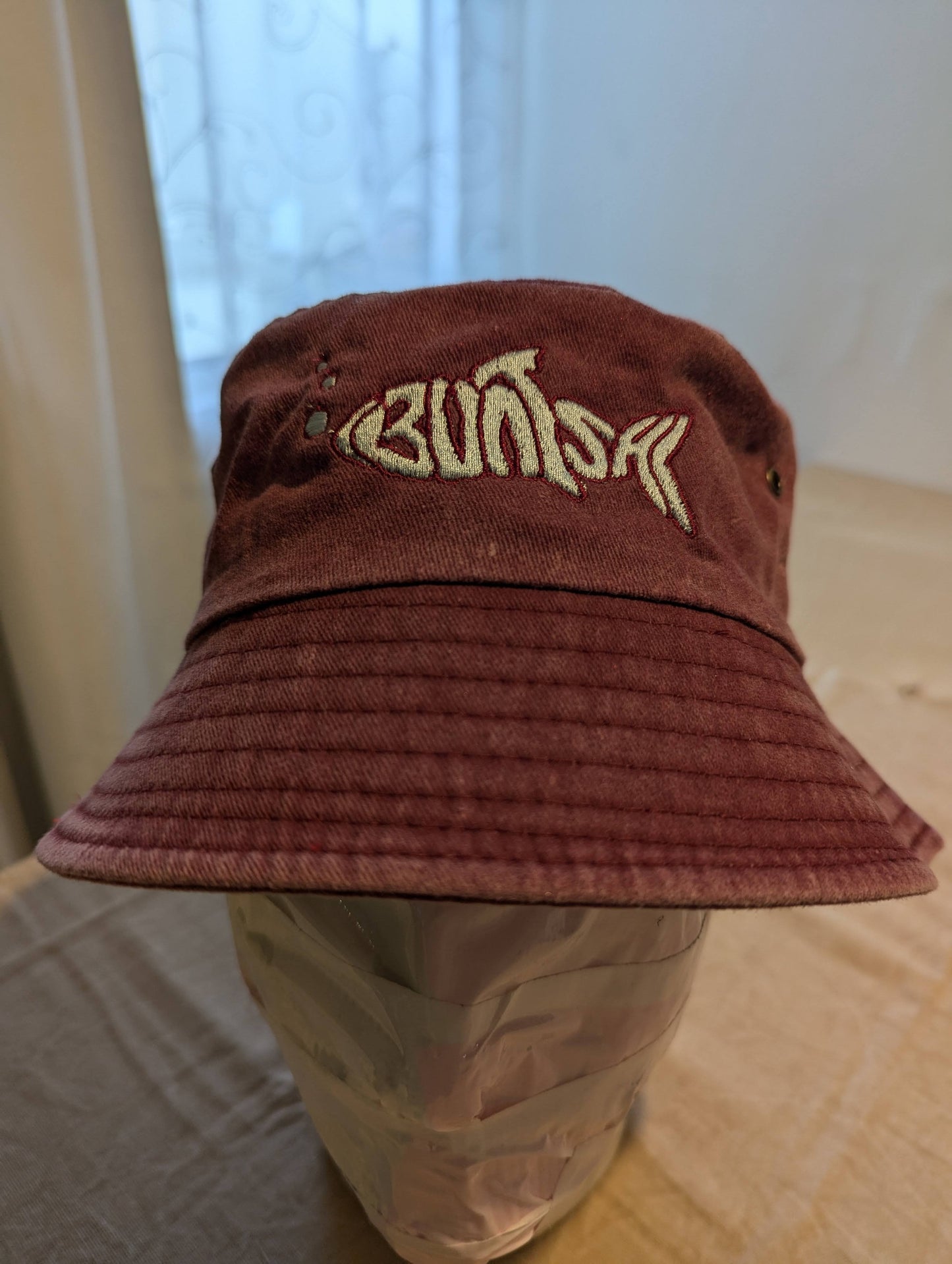 Buntsh-Fish logo, Red-Wash, Bucket hat