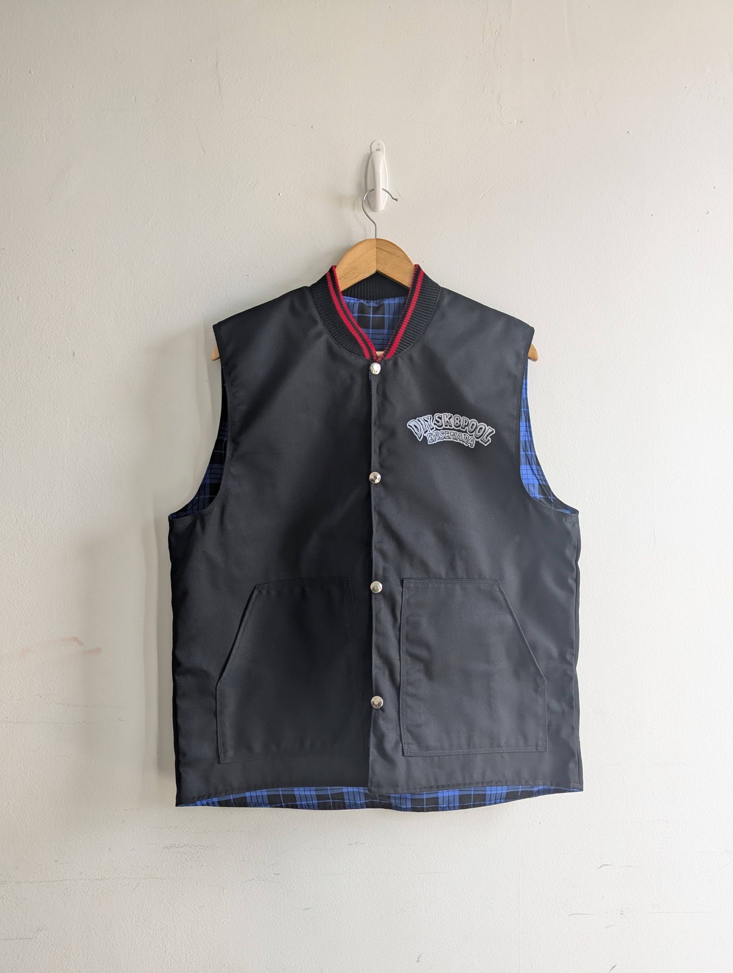 Handcrafted, Black, Snap-Button, DIYSkatePool Vest