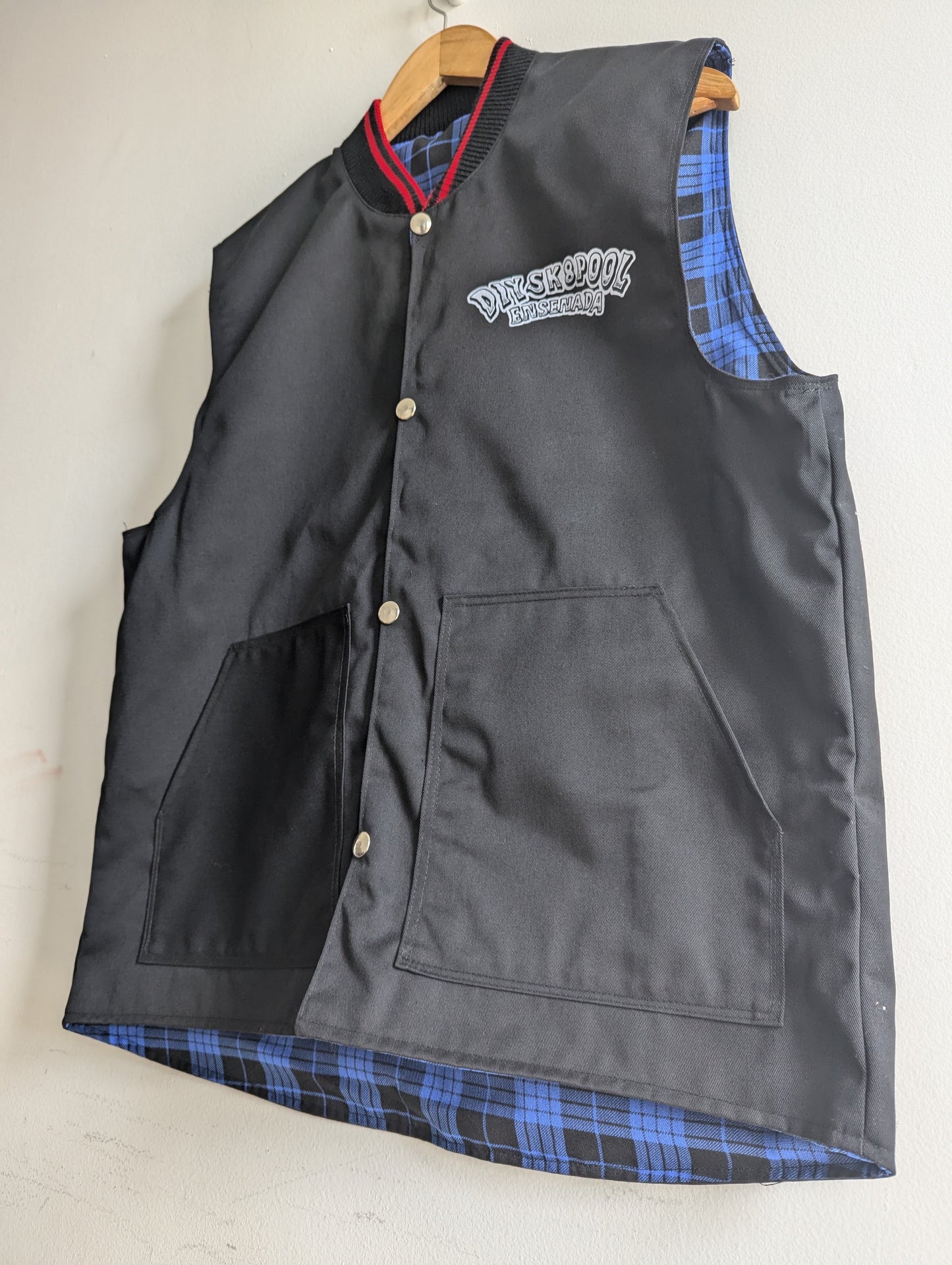 Handcrafted, Black, Snap-Button, DIYSkatePool Vest