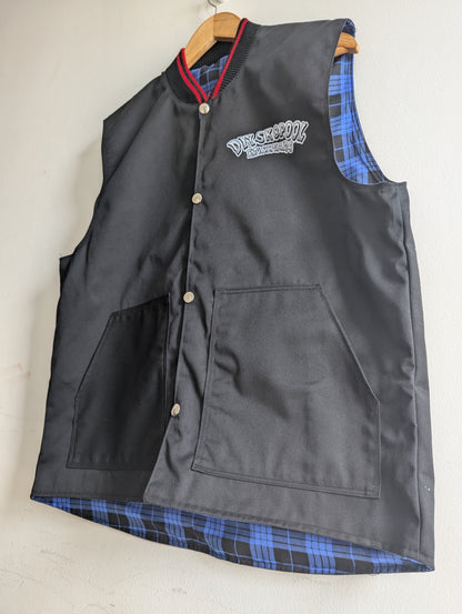 Handcrafted, Black, Snap-Button, DIYSkatePool Vest