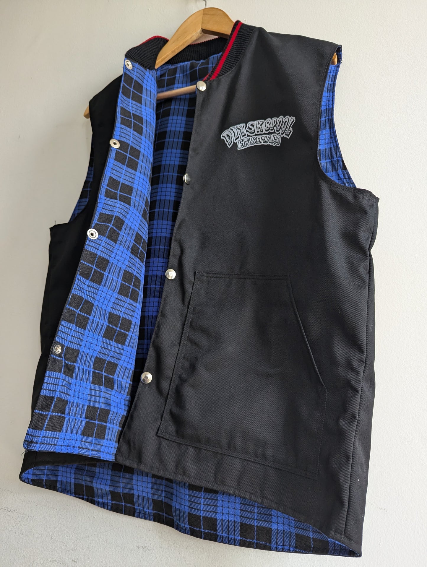 Handcrafted, Black, Snap-Button, DIYSkatePool Vest