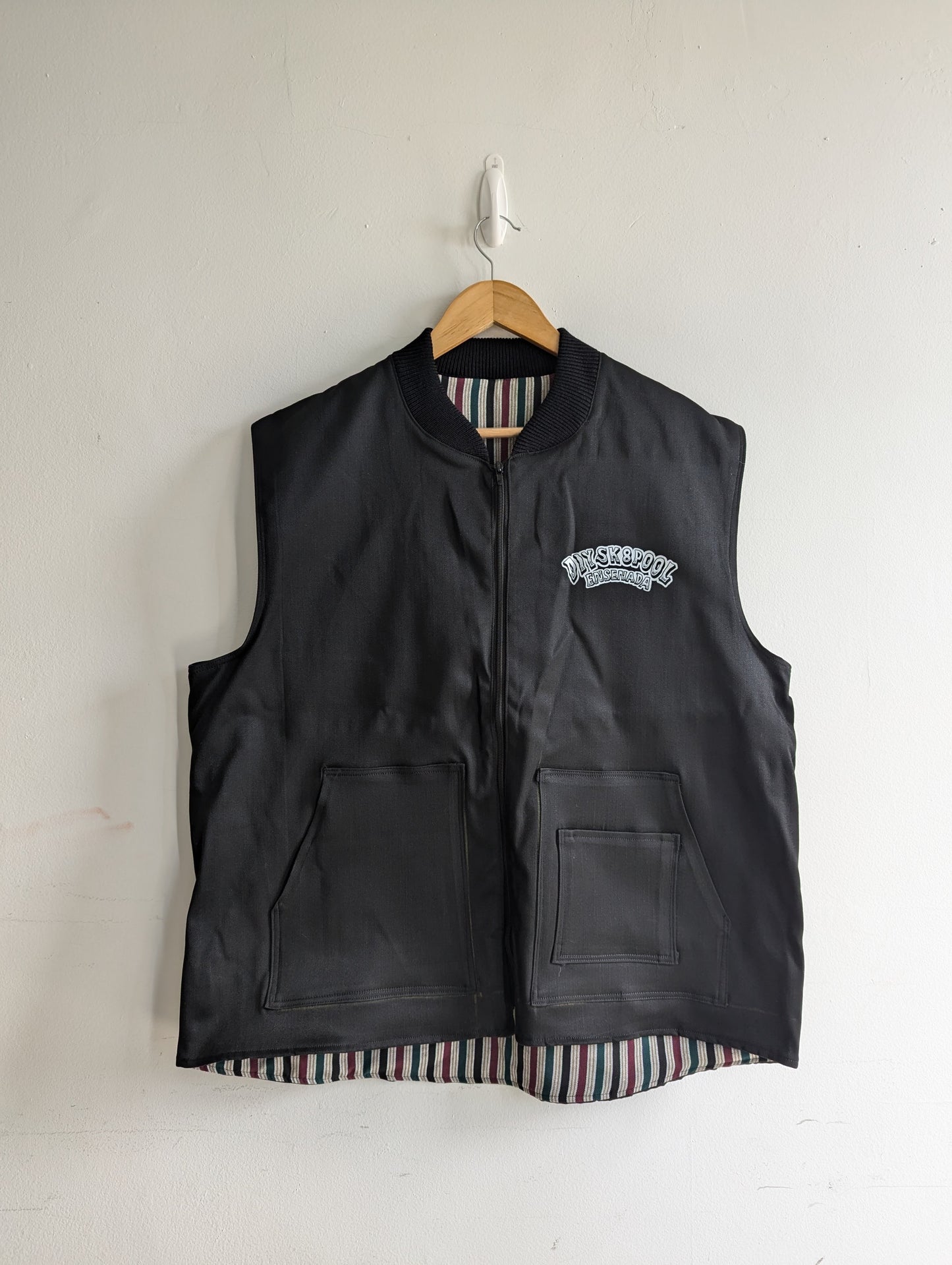 Handcrafted, Black, Zip-Up, DIYSkatePool Vest
