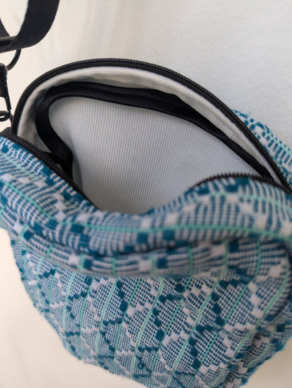 Upcycled Buntsh-box bag, Green & White Traditional Thailand Pattern Fabric (2 of 3)