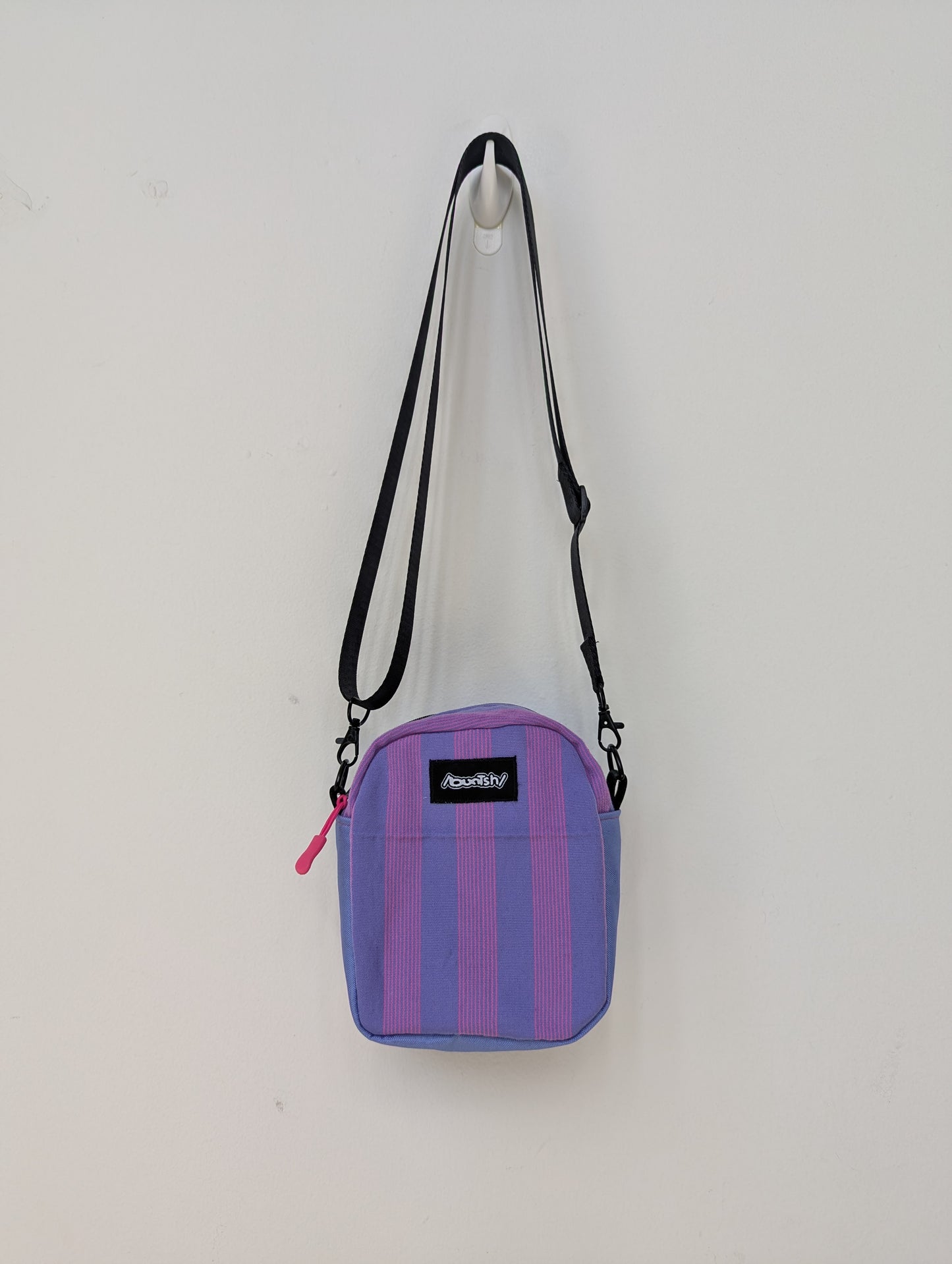 Upcycled Buntsh-box bag, Lavender/Purple & Pink Pin-Striped Pattern Fabric (1 of 1)