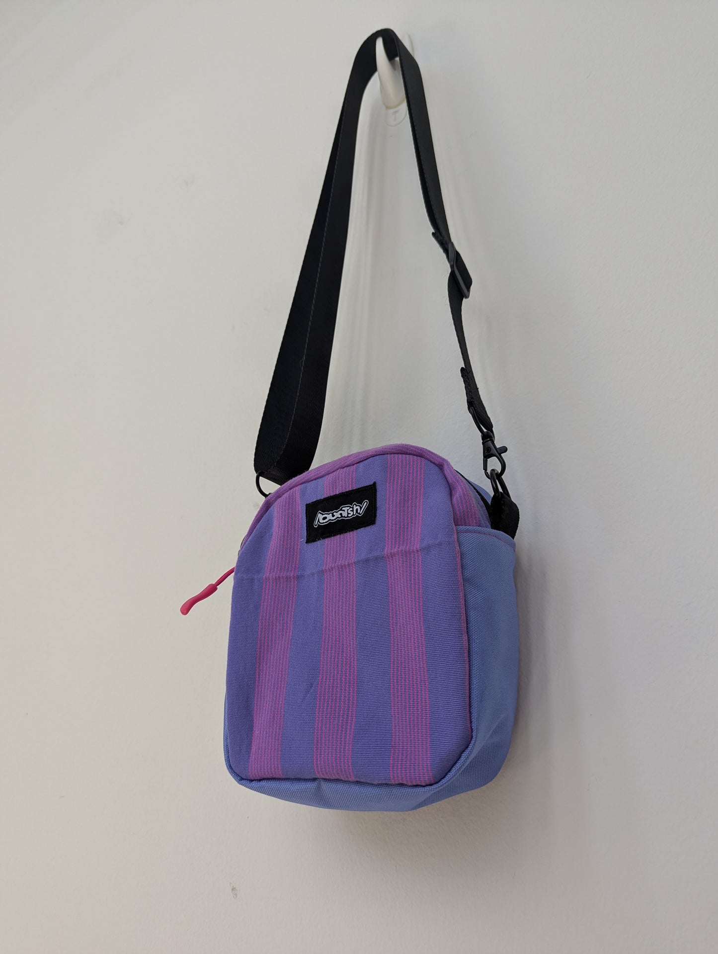 Upcycled Buntsh-box bag, Lavender/Purple & Pink Pin-Striped Pattern Fabric (1 of 1)