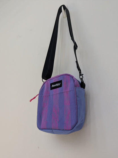 Upcycled Buntsh-box bag, Lavender/Purple & Pink Pin-Striped Pattern Fabric (1 of 1)