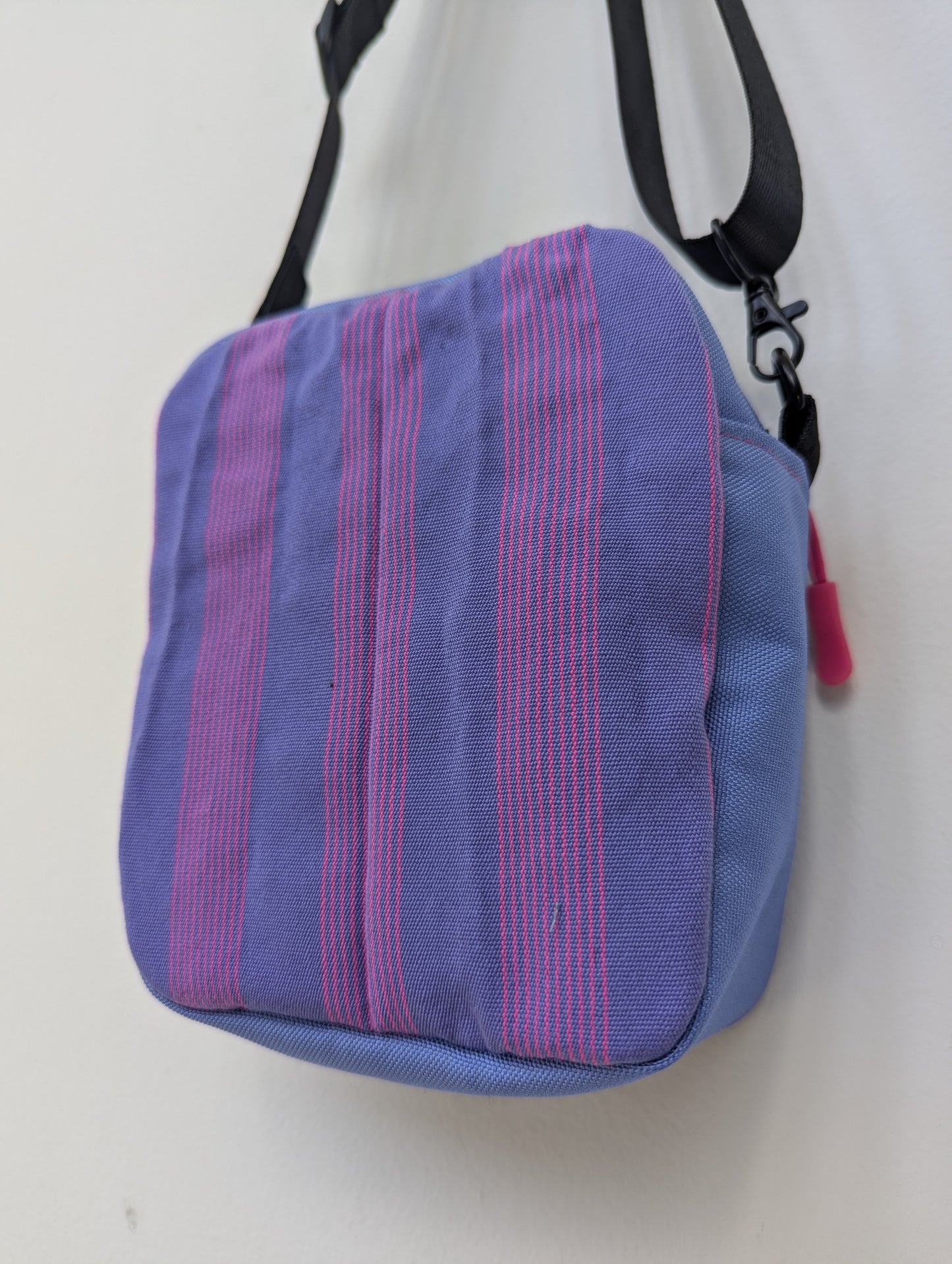 Upcycled Buntsh-box bag, Lavender/Purple & Pink Pin-Striped Pattern Fabric (1 of 1)