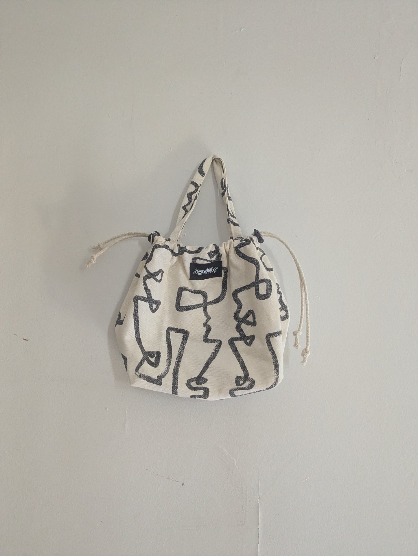 Abstract Faces Mini-Tote, Buntsh Bag