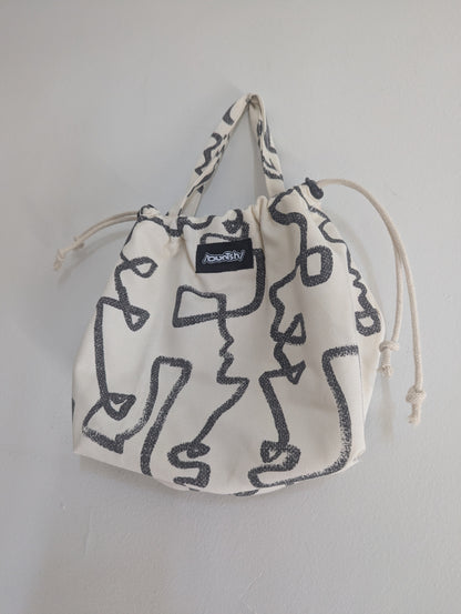 Abstract Faces Mini-Tote, Buntsh Bag