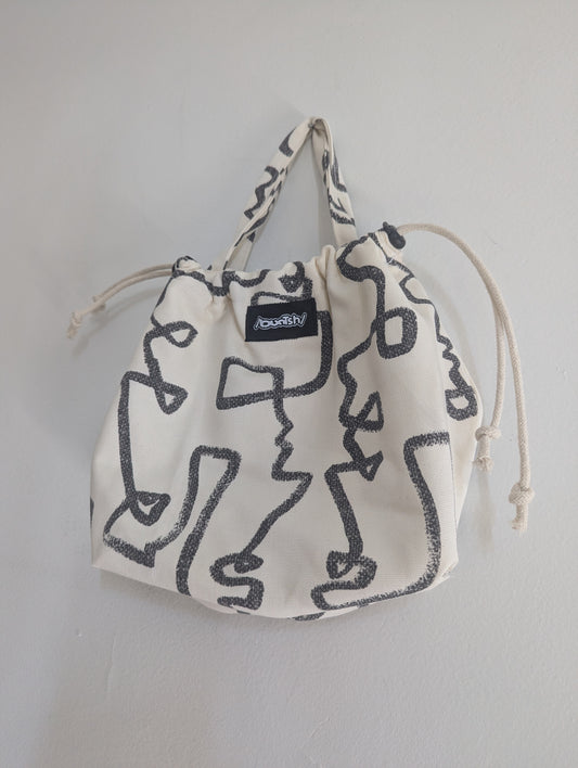 Abstract Faces Mini-Tote, Buntsh Bag