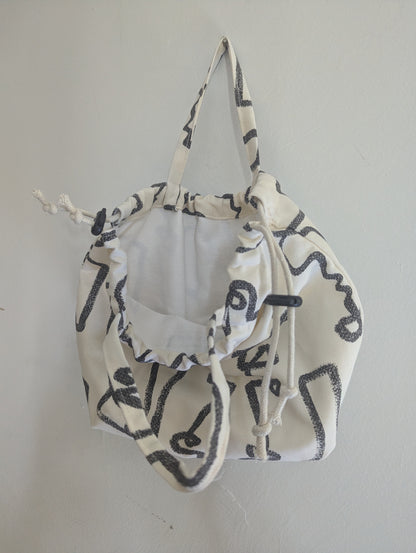 Abstract Faces Mini-Tote, Buntsh Bag