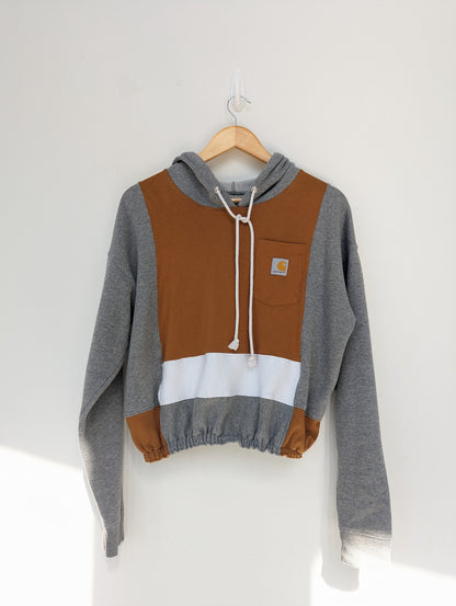 Upcycled Carhartt T-shirt, into Color Block Hoodie (1 of 1 item)