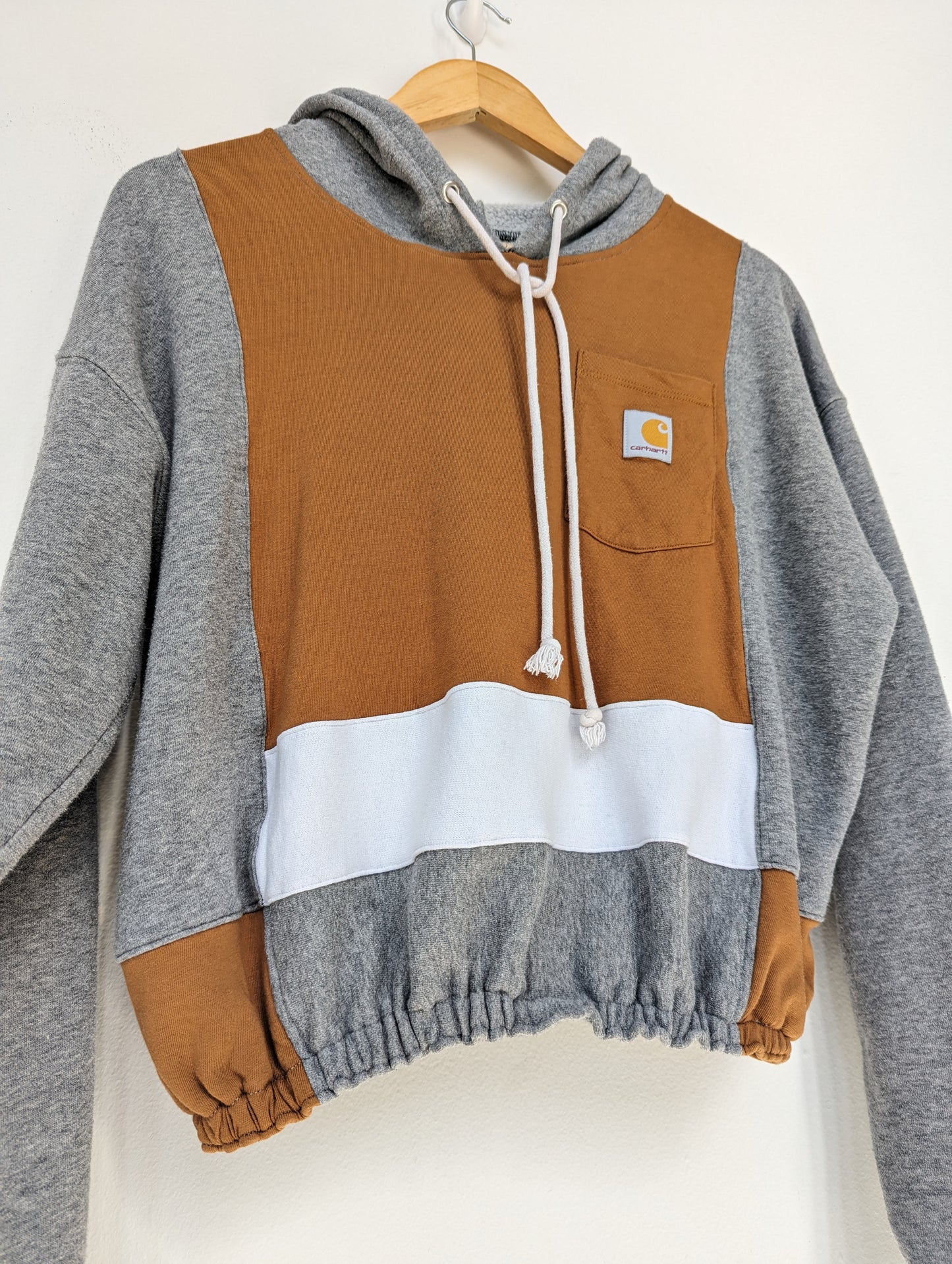 Upcycled Carhartt T-shirt, into Color Block Hoodie (1 of 1 item)