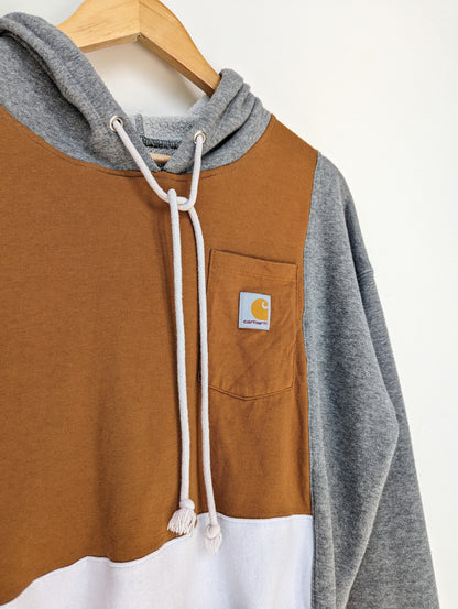 Upcycled Carhartt T-shirt, into Color Block Hoodie (1 of 1 item)